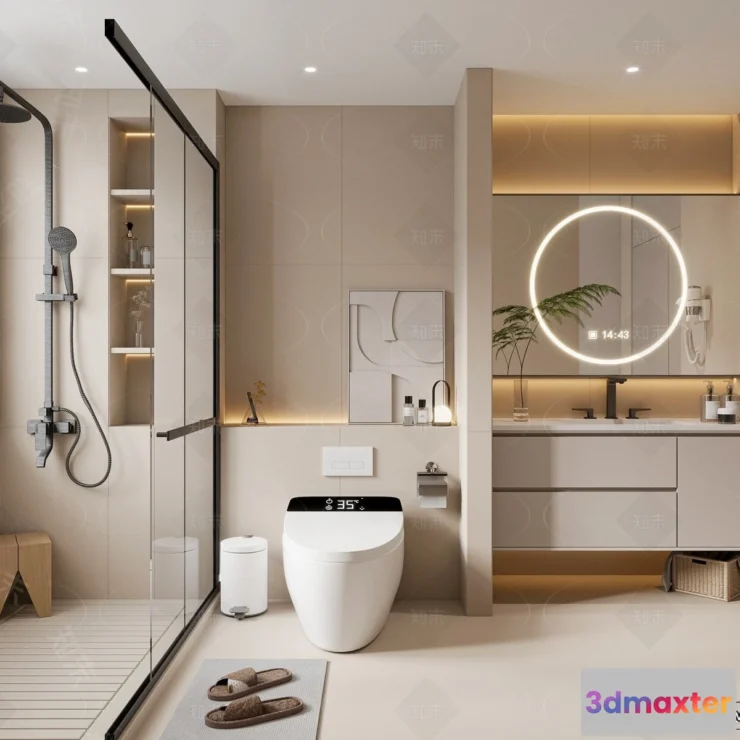 1384851 - Bathroom - WC - Restroom - 3D Interior Scene - Modern Style - 155 3D Max
