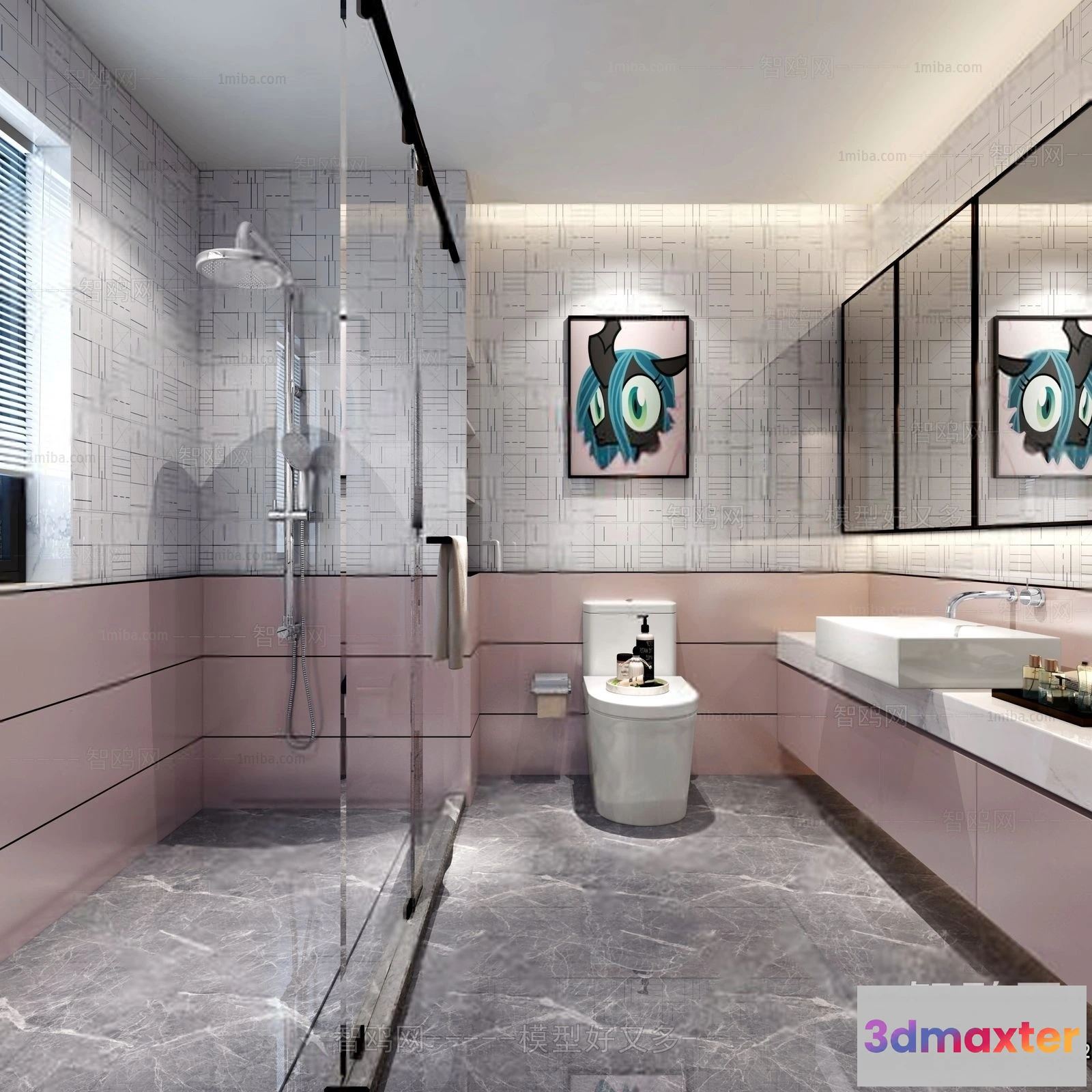 1385278 - Bathroom - Toilet - WC - RestRoom - 3D Interior Scene - 345 3D Max