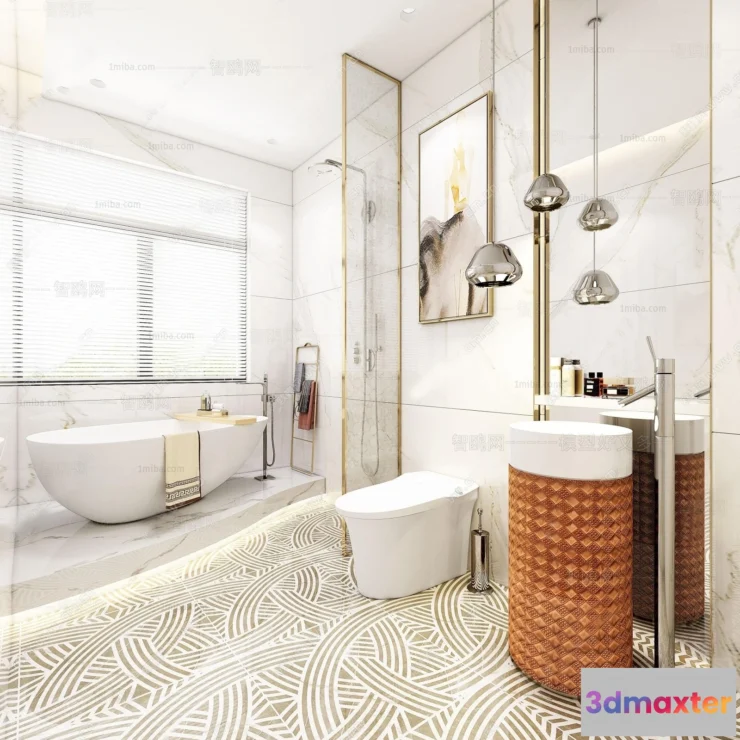 1385882 - Bathroom - Toilet - WC - RestRoom - 3D Interior Scene - 354 3D Max