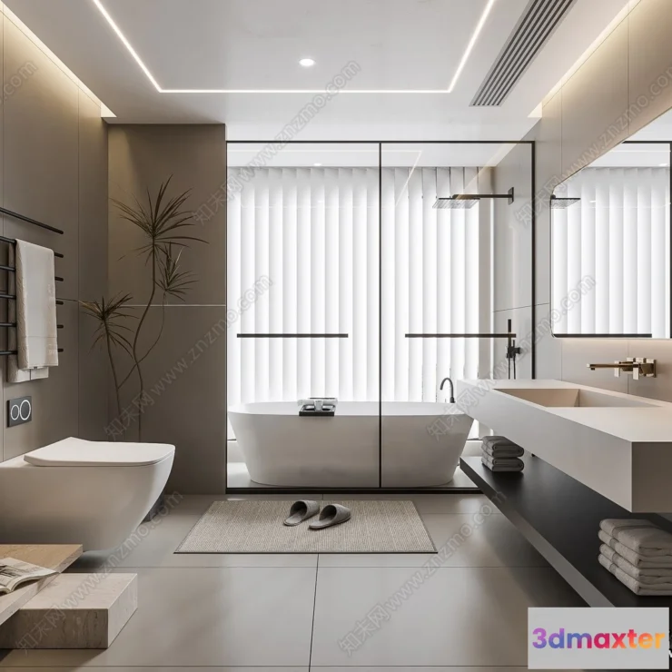 1386277 - Bathroom - Modern Style Interior 3D Scenes - 3D Model - 014 3D Max
