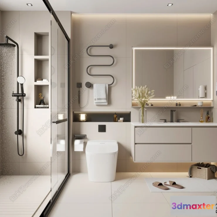 1386343 - Bathroom - Modern Style Interior 3D Scenes - 3D Model - 015 3D Max
