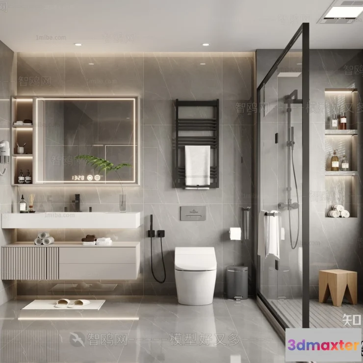 1386472 - Bathroom - Modern Style Interior 3D Scenes - 3D Model - 017 3D Max