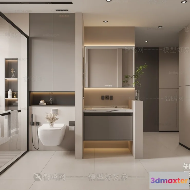 1386728 - Bathroom - Modern Style Interior 3D Scenes - 3D Model - 021 3D Max