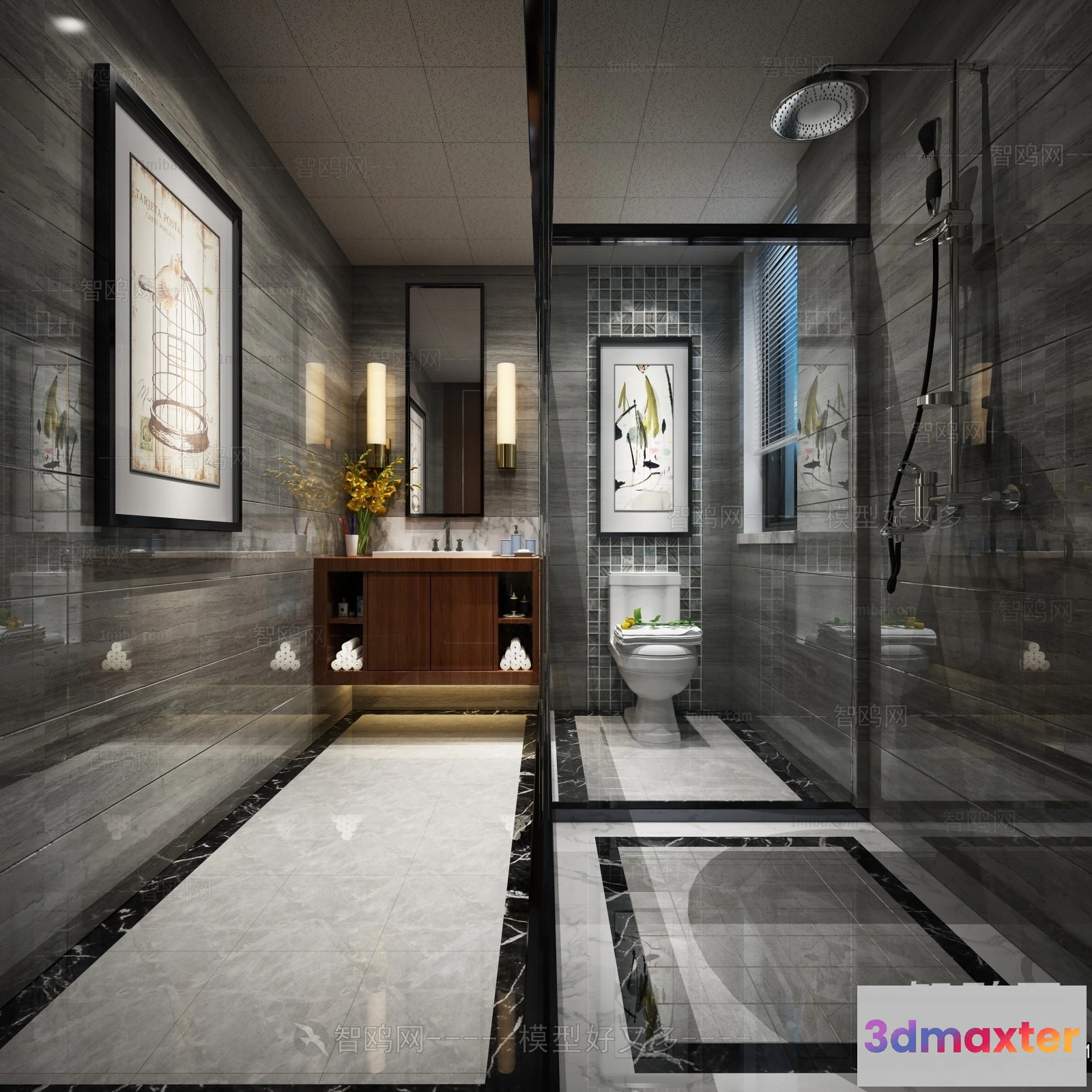 1391138 - Bathroom - Toilet - WC - RestRoom - 3D Interior Scene - 143 3D Max