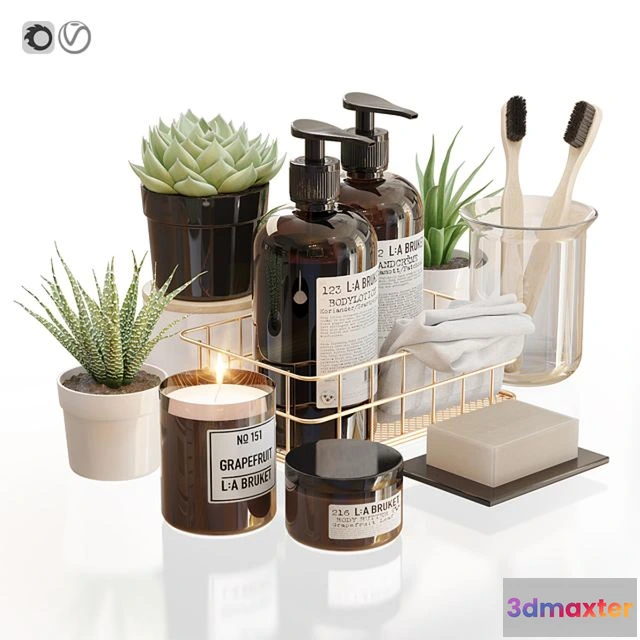 1537806 - LA Bruket decor set for bathroom with flowerpots 3D Max