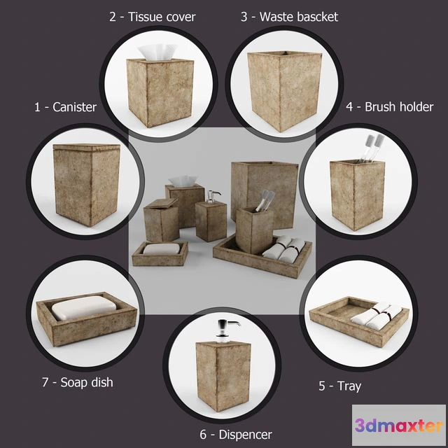 1537808 - Labrazel Cement Natural kit for bathrooms 3D Max