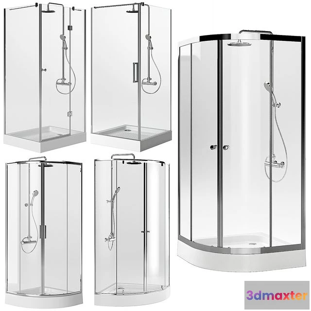 1543343 - Shower cabins with trays STURM _ Set 1 3D Max