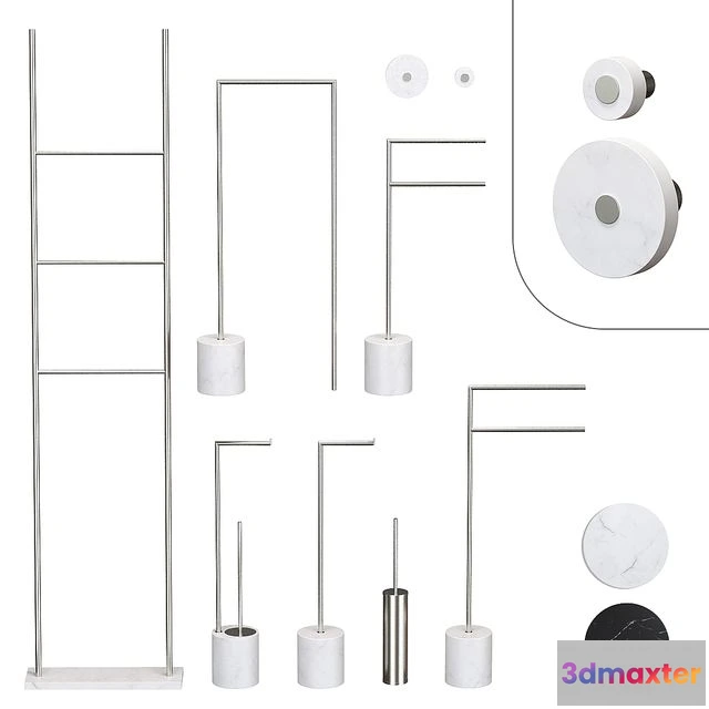 1546277 - Stand set with bathroom accessories BERTOCCI Carrarino 3D Max