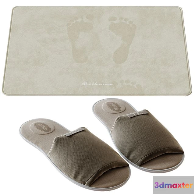 1547624 - Slippers and bath mat 3D Max