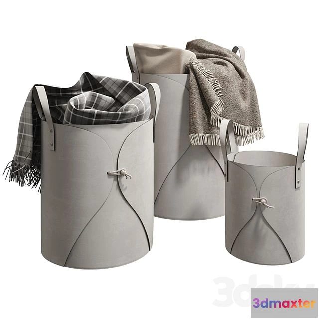 1550073 - Leather Folding Laundry and Storage Basket 001 3D Max