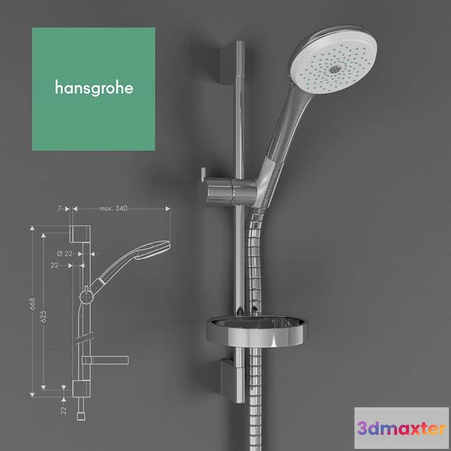 1554177 - hansgrohe Shower set Croma 100 3D Max