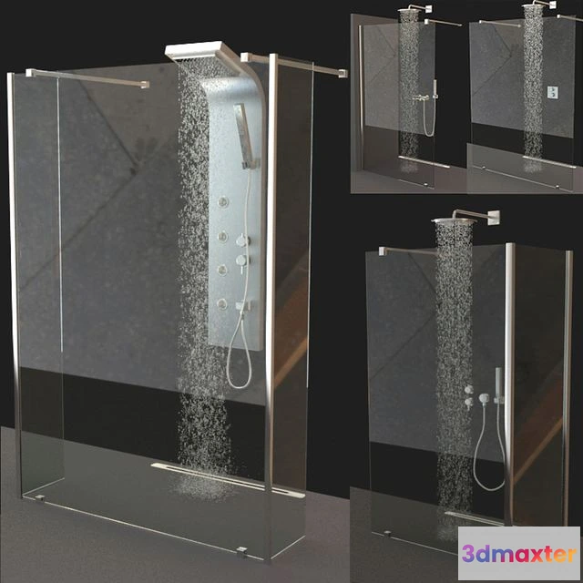 1554571 - Set of shower cabins Ravak Walk-In + Mixers 3D Max