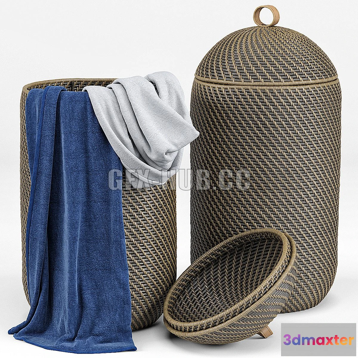1554769 - Arturo Global Bazaar Grey Rattan Weave Tall Basket 3D Max