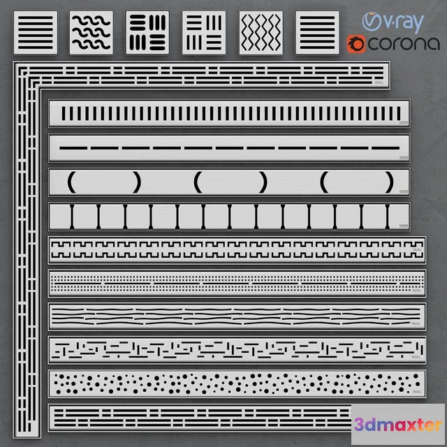 1555807 - Shower Channels Floor Drains Tece and Ravak 3D Max
