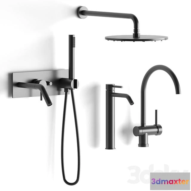 1562259 - Mixer set Paffoni set (black) 3D Max