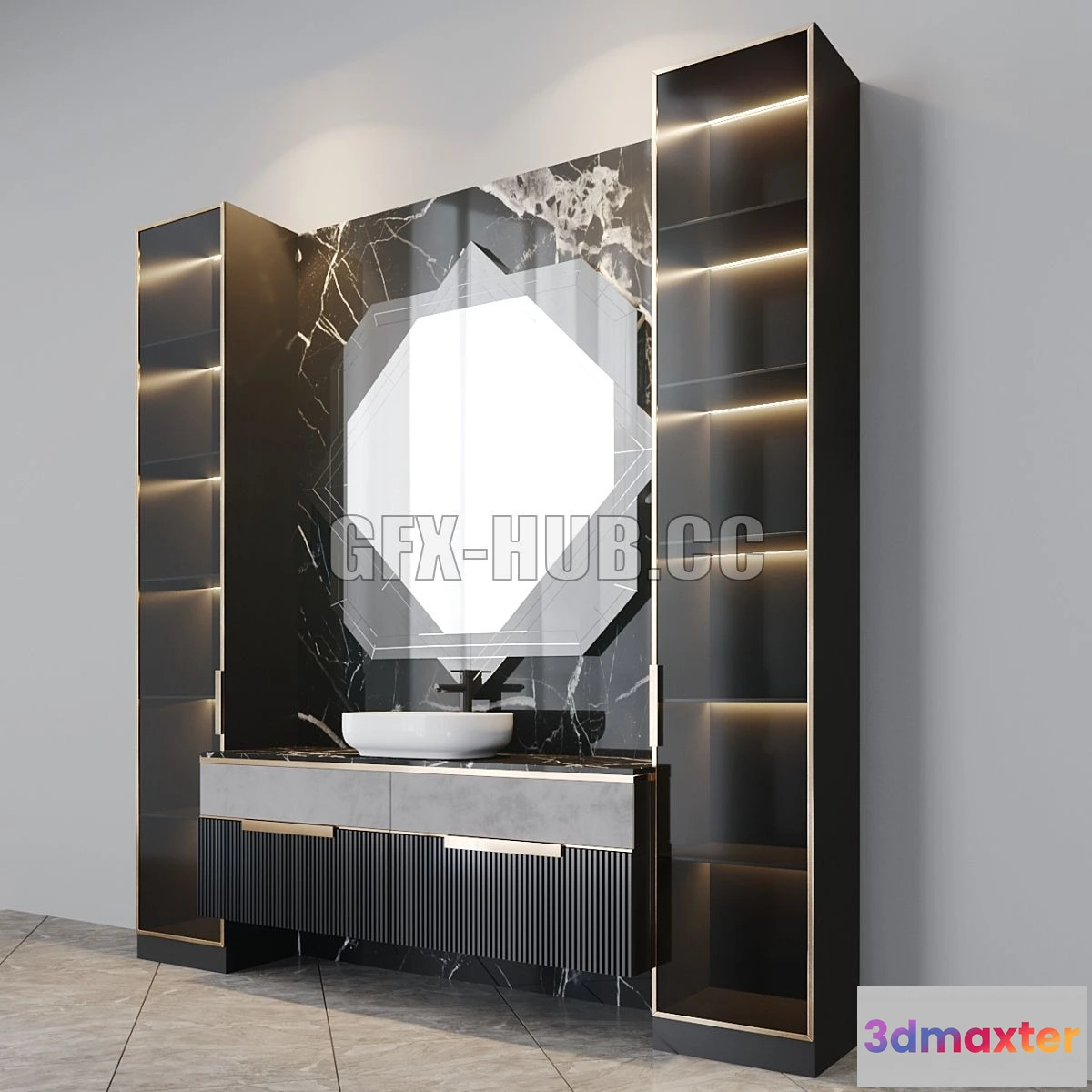 1565744 - Bath set 2 with mirror Mirror Fernand 3D Max