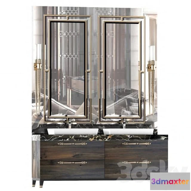 1567632 - Furniture bathroom. Cabinet with two sinks 3D Max