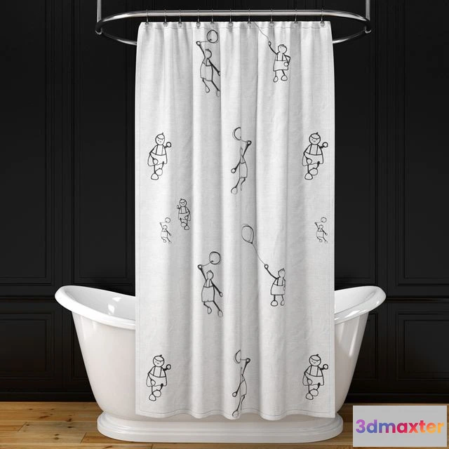 1569018 - Alice bath + shower curtain + oval rail N2 3D Max