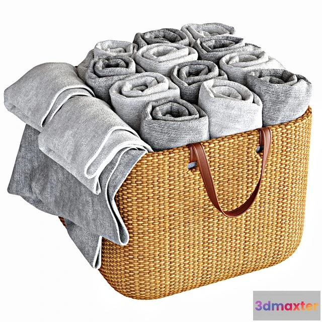 1569484 - Towel Set 1 (in a basket) 3D Max