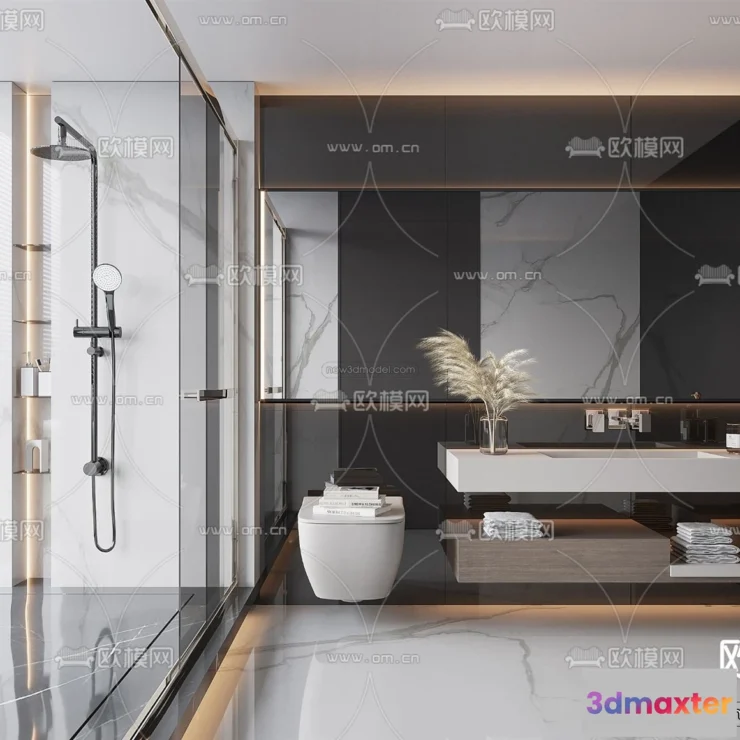 1570234 - Minimalist Style Interior 3D Blocks - Bathroom 3D Model - 250 3D Max