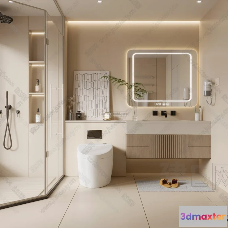 1570254 - Cream Style Interior 3D Blocks - Bathroom 3D Model - 275 3D Max