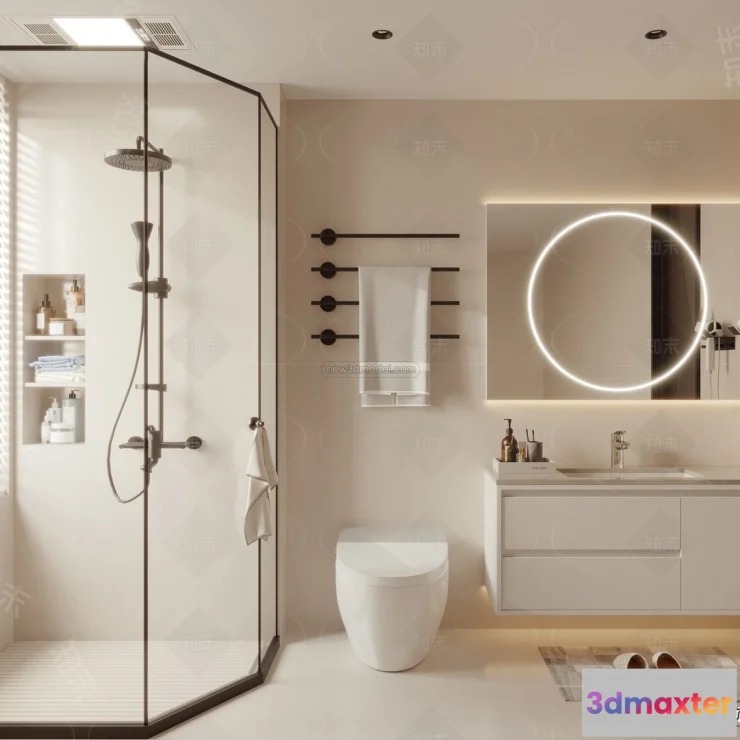 1570258 - Cream Style Interior 3D Blocks - Bathroom 3D Model - 277 3D Max