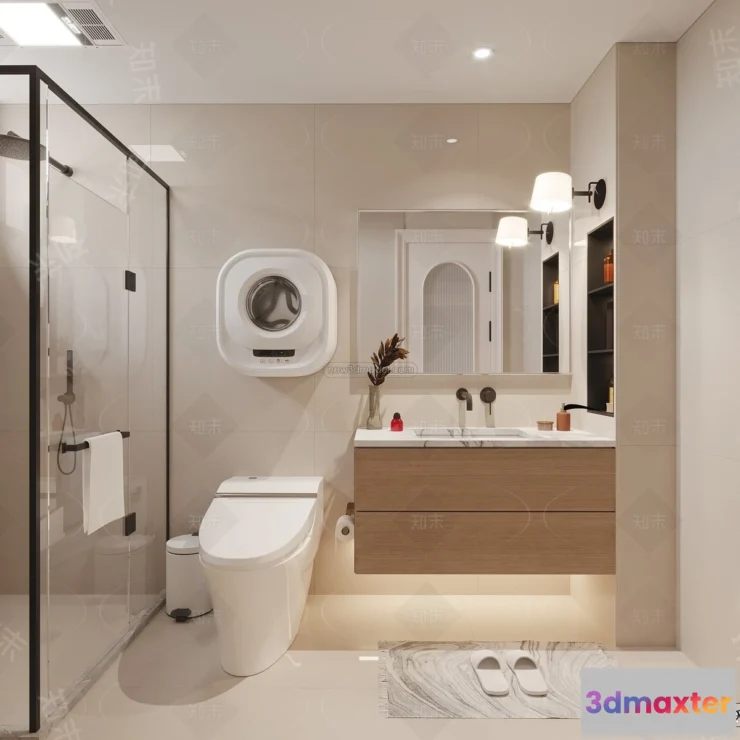 1570262 - Cream Style Interior 3D Blocks - Bathroom 3D Model - 279 3D Max