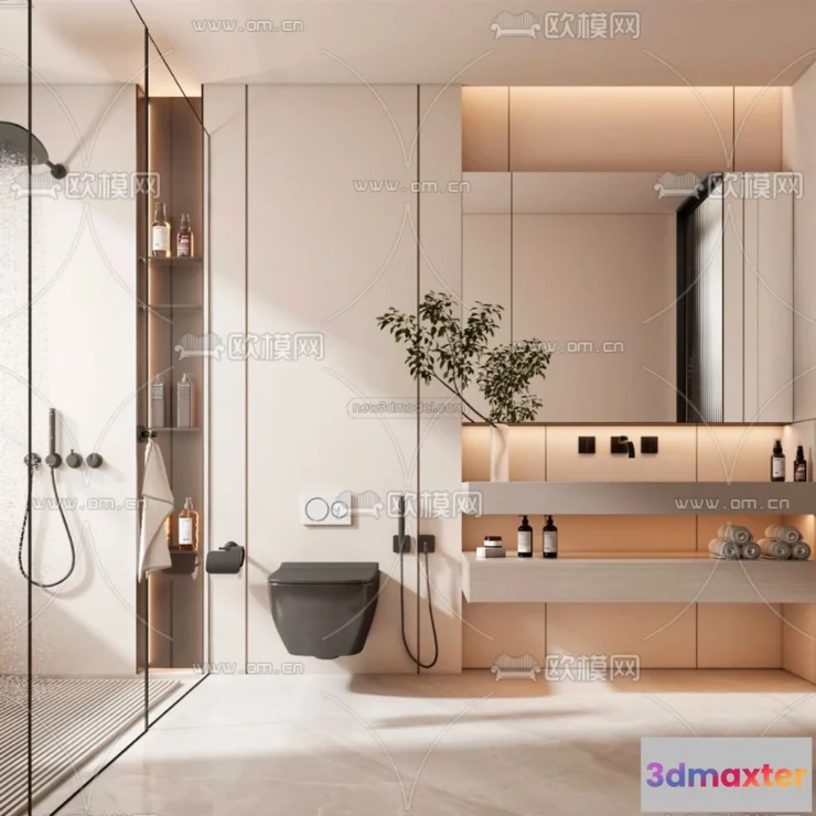 1570266 - Cream Style Interior 3D Blocks - Bathroom 3D Model - 281 3D Max