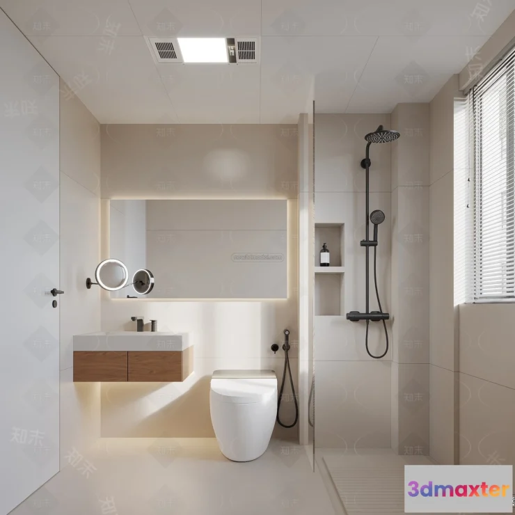 1570268 - Cream Style Interior 3D Blocks - Bathroom 3D Model - 282 3D Max