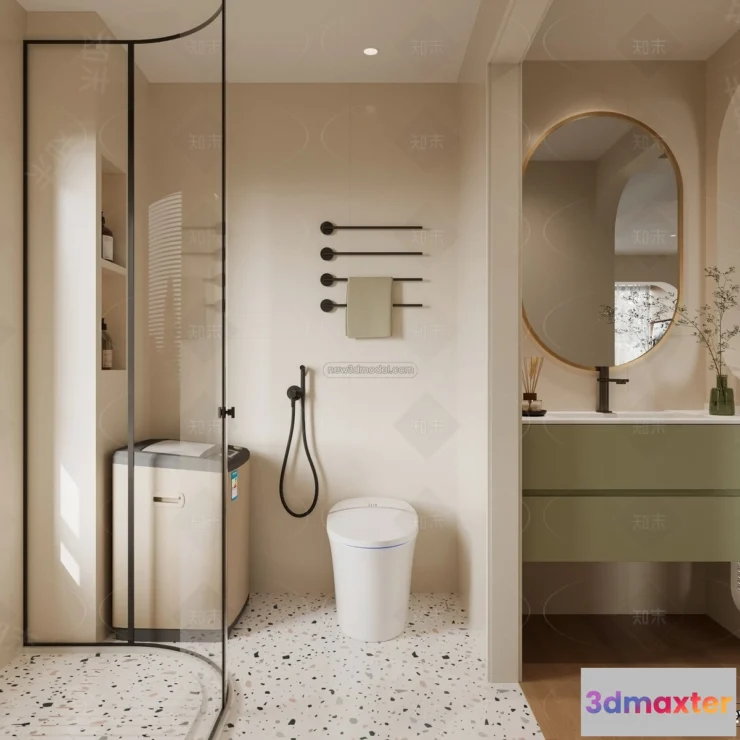 1570270 - Cream Style Interior 3D Blocks - Bathroom 3D Model - 283 3D Max