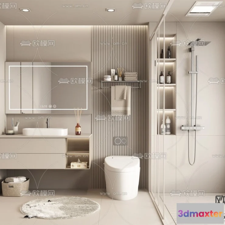 1570274 - Cream Style Interior 3D Blocks - Bathroom 3D Model - 285 3D Max
