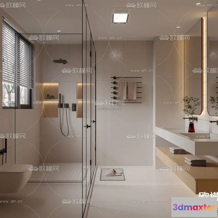 1570278 - Cream Style Interior 3D Blocks - Bathroom 3D Model - 287 3D Max