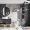 1570410 - Black - White - Gray Colors Interior 3D Blocks - Bathroom 3D Scene - 265 3D Max