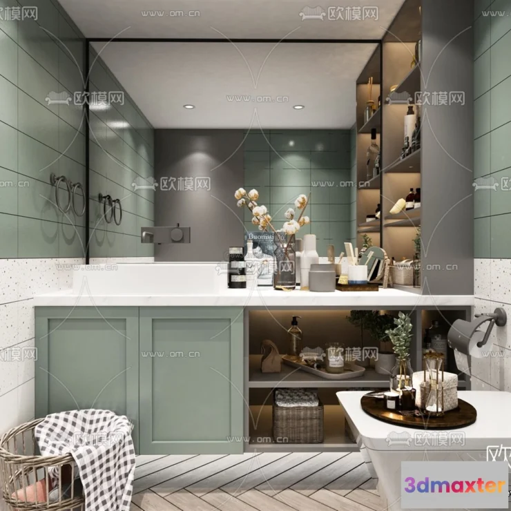 1570422 - Morandi Style Interior 3D Blocks - Bathroom 3D Scene - 195 3D Max