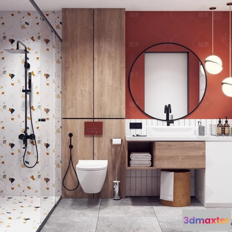 1570440 - Morandi Style Interior 3D Blocks - Bathroom 3D Scene - 204 3D Max