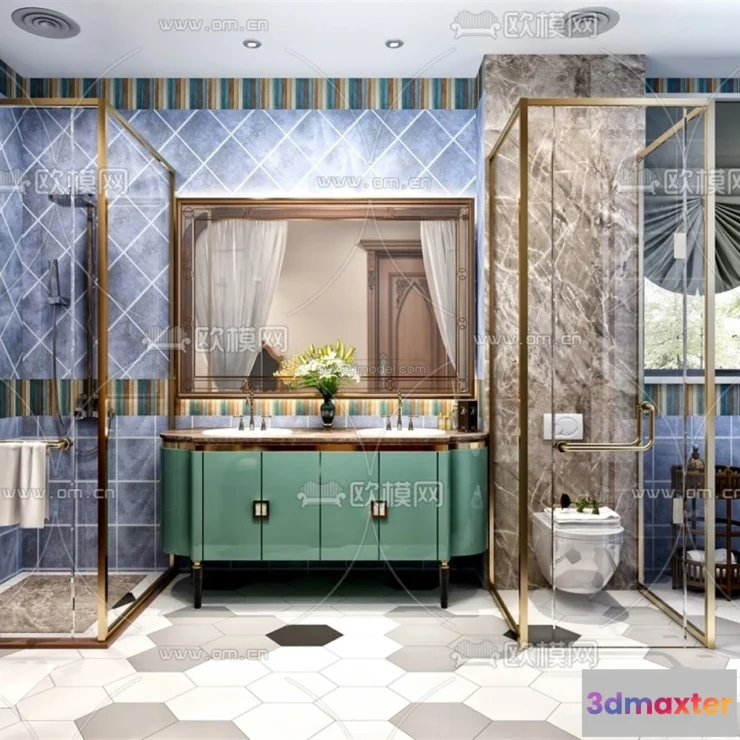 1570446 - Morandi Style Interior 3D Blocks - Bathroom 3D Scene - 207 3D Max