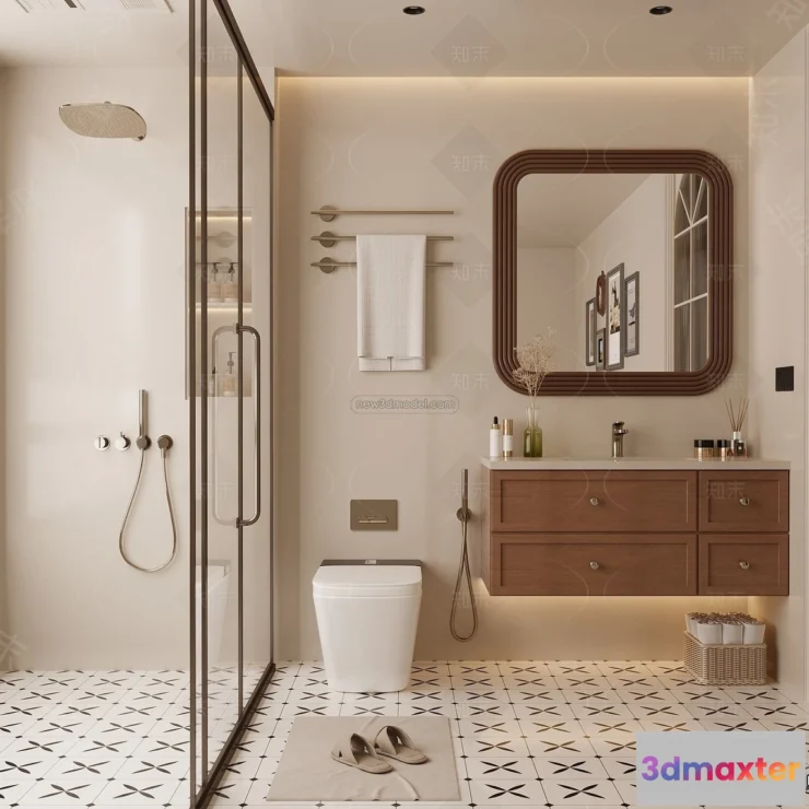 1570468 - Modern Style Interior 3D Blocks and 3D Models - Bathroom 3D Scene - 638 3D Max