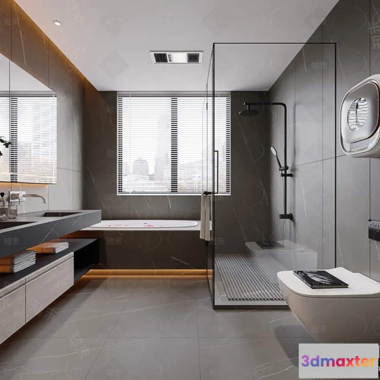 1570478 - Modern Style Interior 3D Blocks and 3D Models - Bathroom 3D Scene - 643 3D Max