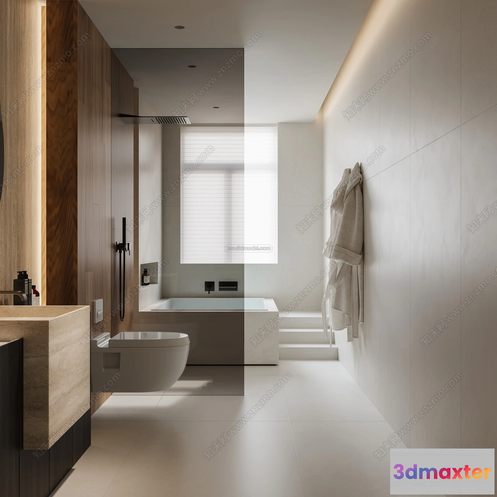 1570480 - Modern Style Interior 3D Blocks and 3D Models - Bathroom 3D Scene - 644 3D Max