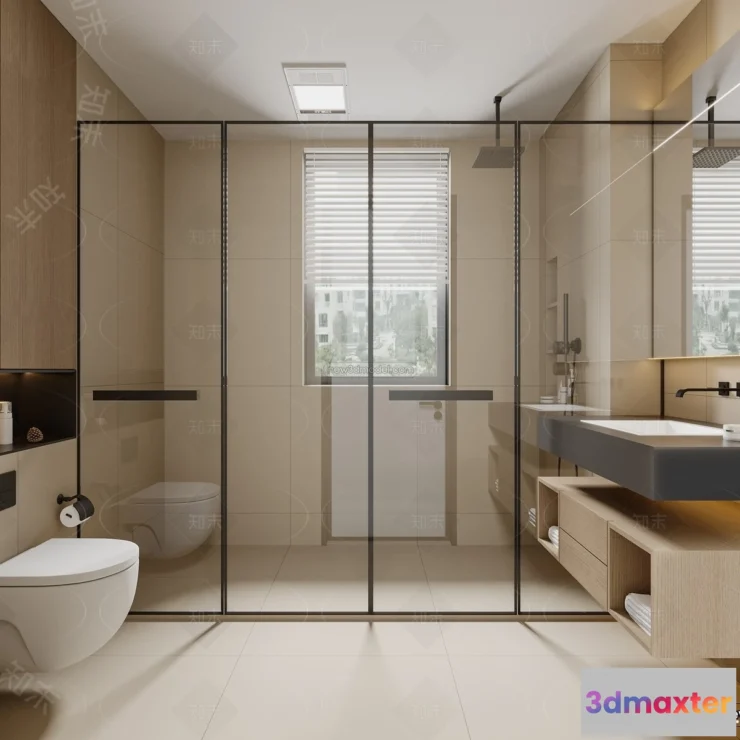 1570486 - Modern Style Interior 3D Blocks and 3D Models - Bathroom 3D Scene - 647 3D Max