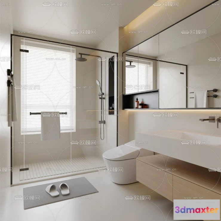 1570498 - Modern Style Interior 3D Blocks and 3D Models - Bathroom 3D Scene - 653 3D Max