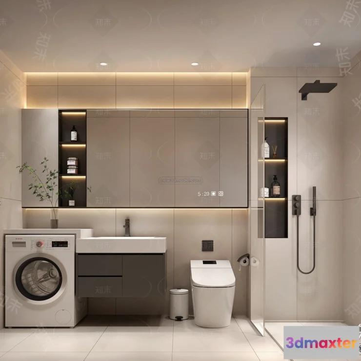 1570502 - Modern Style Interior 3D Blocks and 3D Models - Bathroom 3D Scene - 655 3D Max