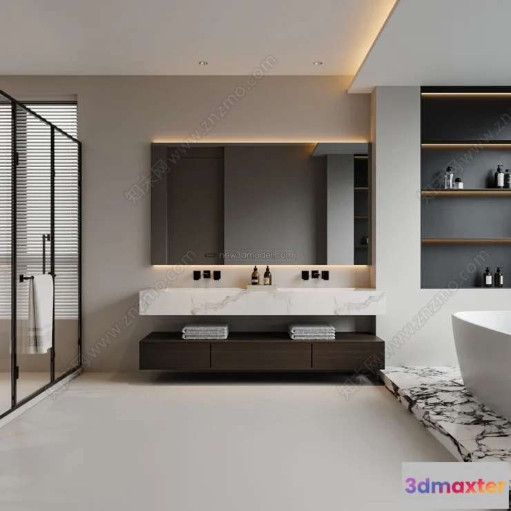 1570508 - Modern Style Interior 3D Blocks and 3D Models - Bathroom 3D Scene - 658 3D Max