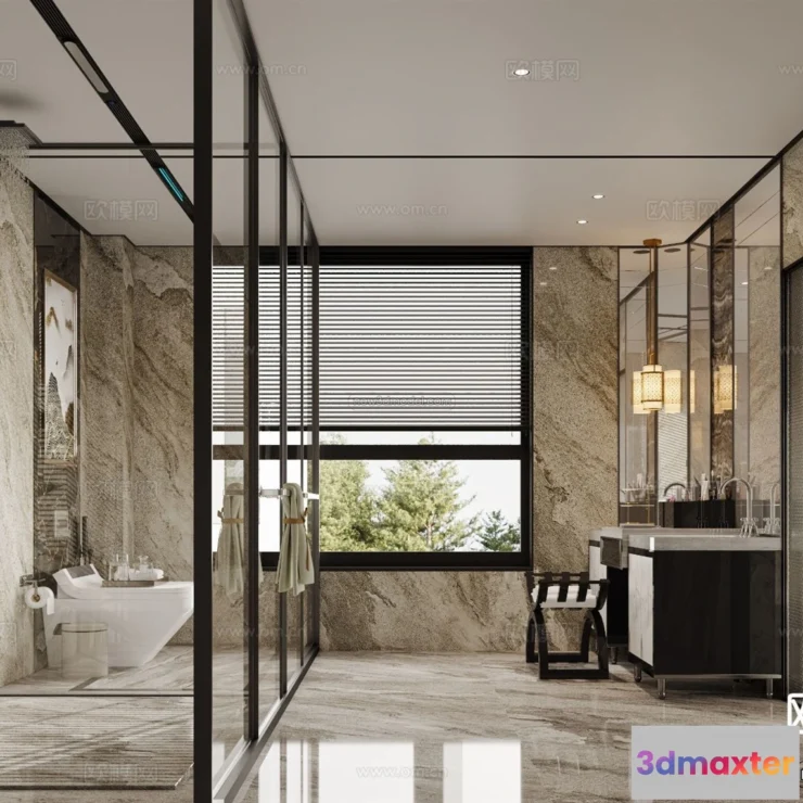 1570516 - Modern Style Interior 3D Blocks and 3D Models - Bathroom 3D Scene - 662 3D Max