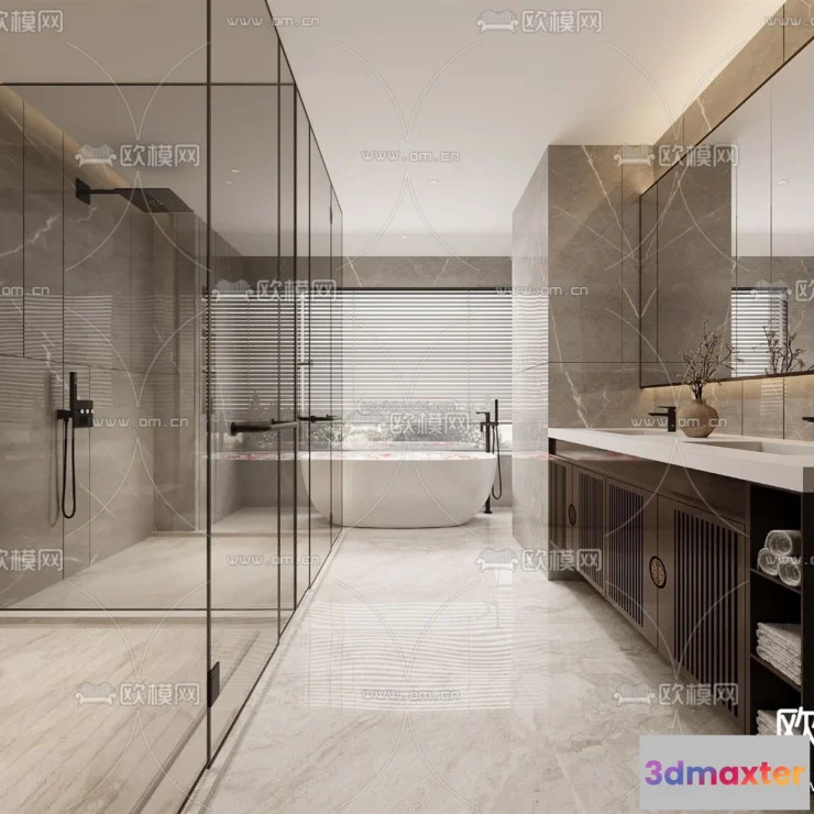 1570520 - Modern Style Interior 3D Blocks and 3D Models - Bathroom 3D Scene - 664 3D Max