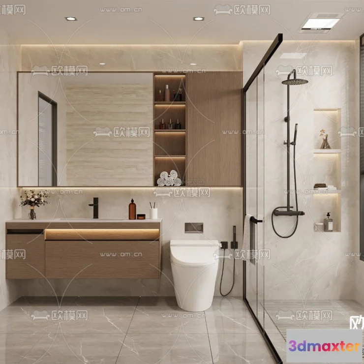 1570524 - Modern Style Interior 3D Blocks and 3D Models - Bathroom 3D Scene - 666 3D Max