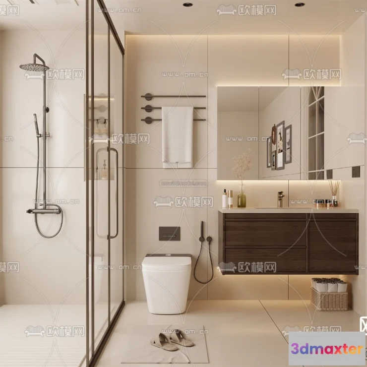 1570528 - Modern Style Interior 3D Blocks and 3D Models - Bathroom 3D Scene - 668 3D Max