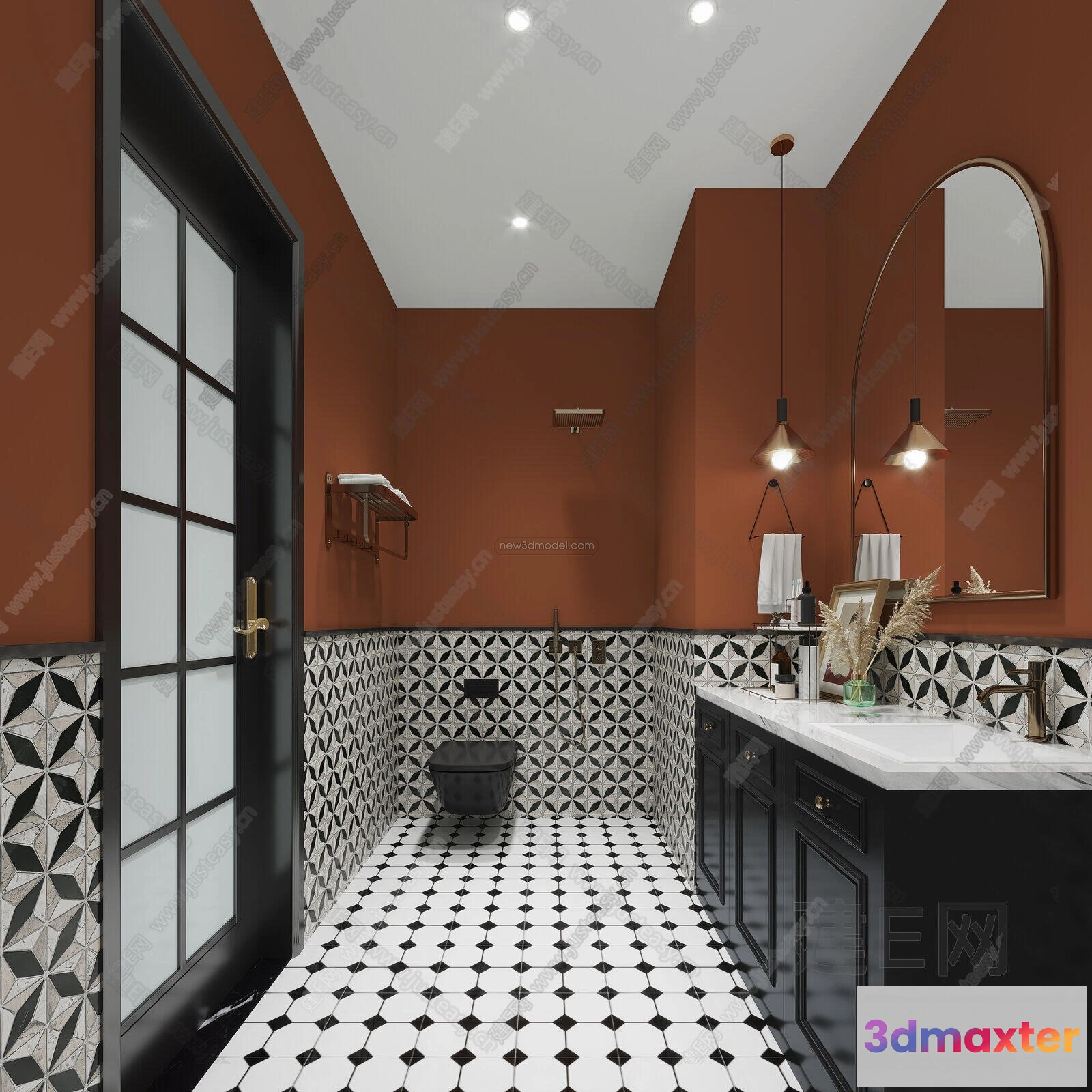 1570538 - Modern Style Interior 3D Blocks and 3D Models - Bathroom 3D Scene - 673 3D Max