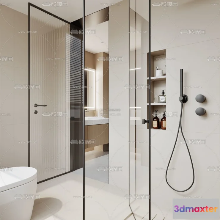 1570544 - Modern Style Interior 3D Blocks and 3D Models - Bathroom 3D Scene - 676 3D Max