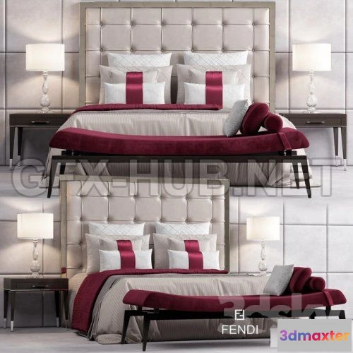 1074090 - Bed FENDI CASA SAVILE 3D model - 207647